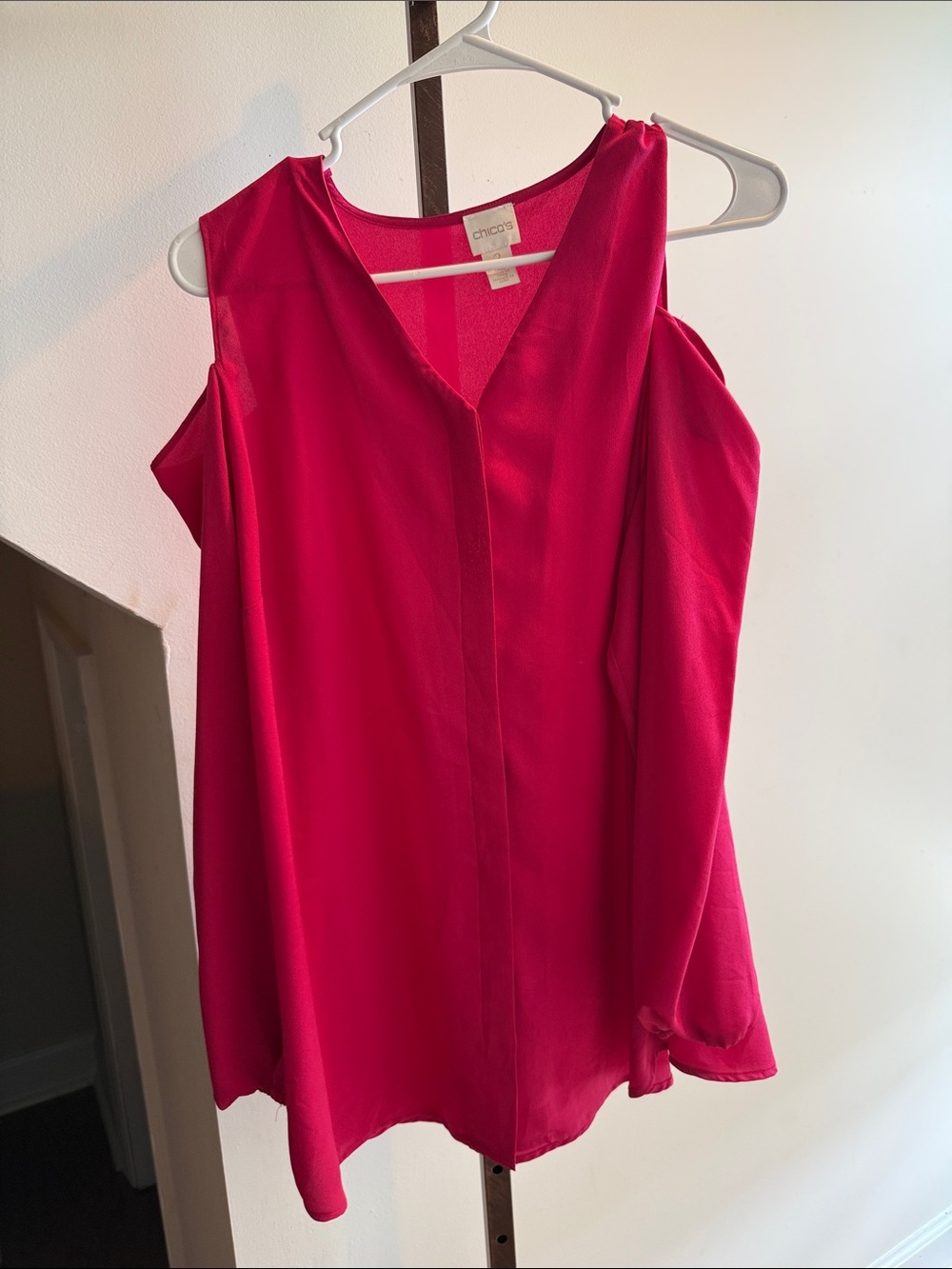 Chico's Hot Pink Cold-Shoulder V-Neck Camisole